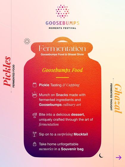 An invitation to my "Fermentation" Food & Ghazal show. This event celebrates the art of culinary and musical fermentation, bringing together ghazal artists and a unique menu for a magical evening in Mumbai.