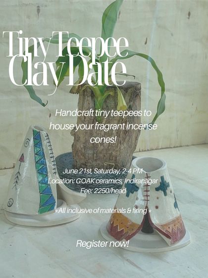 Handcraft a tiny teepee to house your favorite incense cones. This workshop is perfect for beginners and lets you create a unique decorative piece with your own painted designs.