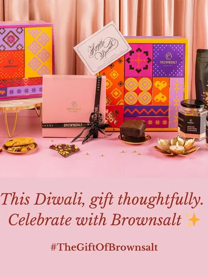 This image captures the essence of our Diwali collection. It shows a variety of our hampers and treats, reinforcing our message to gift thoughtfully and celebrate the festival of lights with handcrafted goodness.