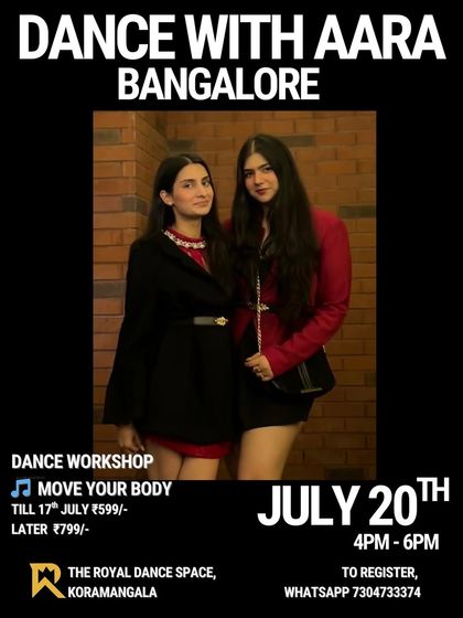 Another look at the "Move Your Body" workshop announcement with Dance with Aara.
