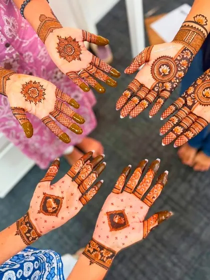With a team of over 20 artists, I can efficiently manage large group bookings for festivals and family functions, ensuring everyone gets a beautiful, coordinated design without long waits.