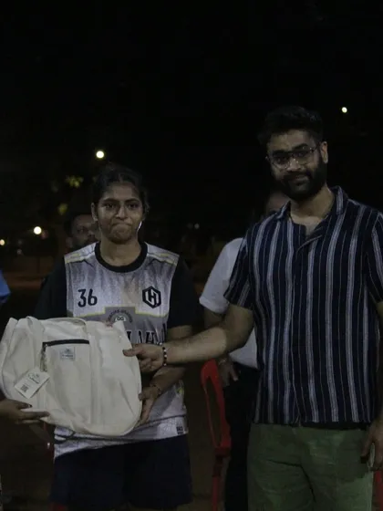 Honoring our Promising Player in the women's division, Jhanavi, for her impressive skills and potential on the court.