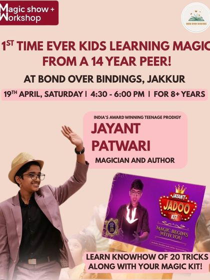 The poster for our exclusive magic workshop, where kids could learn magic from a peer. The event included a show and a take-home magic kit with 20 tricks.