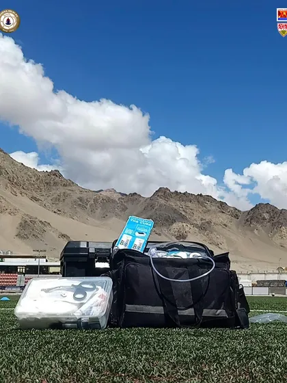 Our fully equipped medical kit on the sidelines in Ladakh. We come prepared for everything, ensuring the health and well being of our athletes is never compromised.