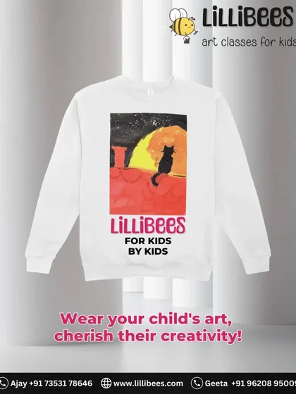 It's not just t-shirts. I can also print your child's art on cozy, long-sleeved sweatshirts like this one. It's a wonderful way to keep their creativity close, especially on cooler days.