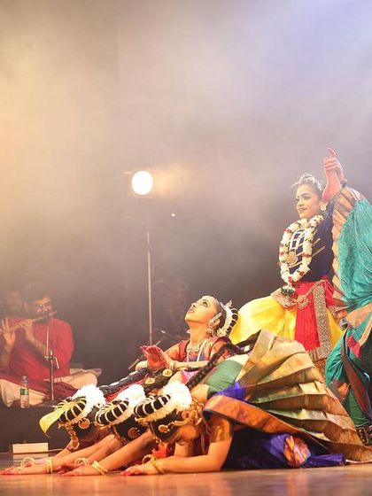A complex and acrobatic formation from "KRISHNA", performed during our "Nrithya Milanam 2023" show. This highlights the high level of skill and coordination of our dancers.