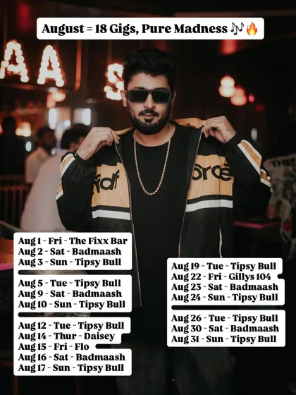 The grind is real and I'm grateful for it. August was pure madness with 18 gigs back-to-back. This is the kind of demand that fuels me, showing how much energy there is for a new kind of Bollywood sound.
