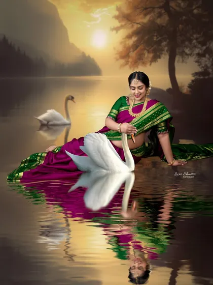 We can turn your maternity session into a timeless piece of art. Inspired by classical Indian paintings, this portrait combines the elegance of a traditional saree with a painterly, dream-like backdrop, creating a story of grace and serenity.