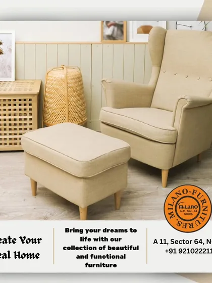 This comfortable wingback chair, paired with a matching ottoman, is perfect for creating a relaxing corner. We can craft this set in various fabrics to match your home's interior design.