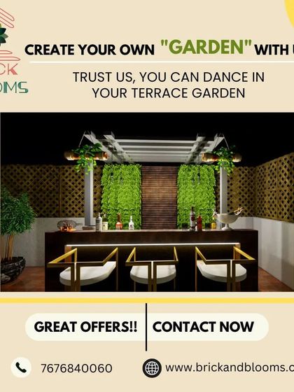 Let us help you create the garden of your dreams. This concept for a terrace bar features vertical green walls and stylish seating, showing how we can design a functional and fun space for you to enjoy.
