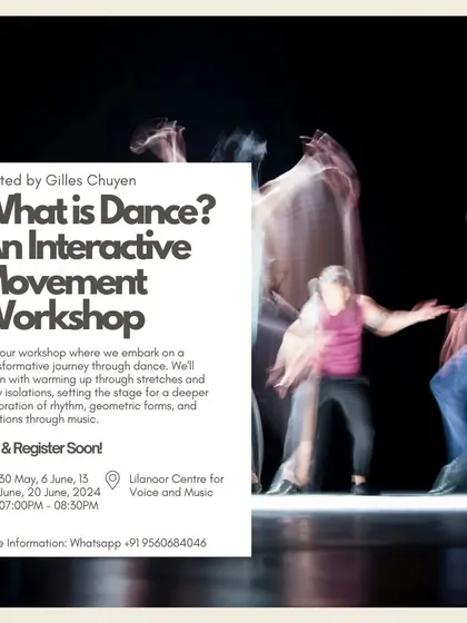 An interactive movement workshop designed to explore the core ingredients of dance. We begin with warming up through stretches and body isolations to set the stage for deeper exploration.