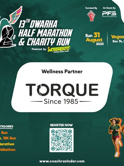 Torque as the Wellness Partner for the Dwarka Half Marathon, ensuring runners recover stronger.