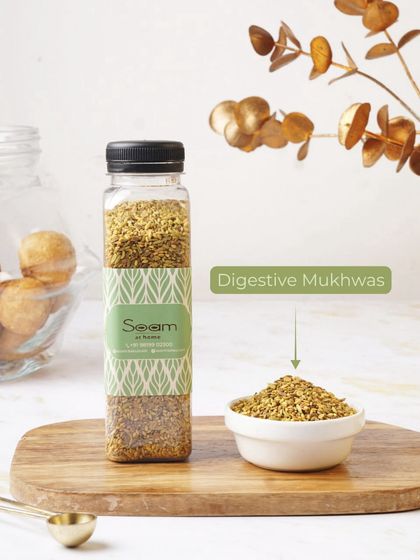 My Digestive Mukhwas is a classic blend of fennel and other aromatic seeds, specifically designed to aid digestion and provide a refreshing finish to your meal.