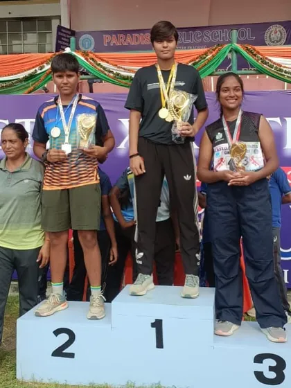 More champions from the CBSE Cluster 19 competition. Our throwers and sprinters celebrating their hard-earned medals and trophies.
