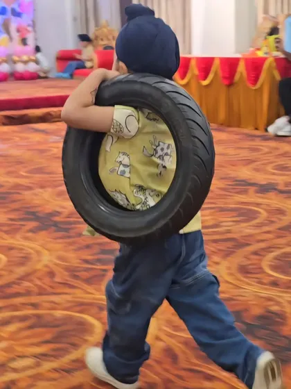 Who says parties can't be powerful? We turn birthdays into unforgettable fitness adventures. Here, a young guest takes on the tire flip, learning that being strong is fun.