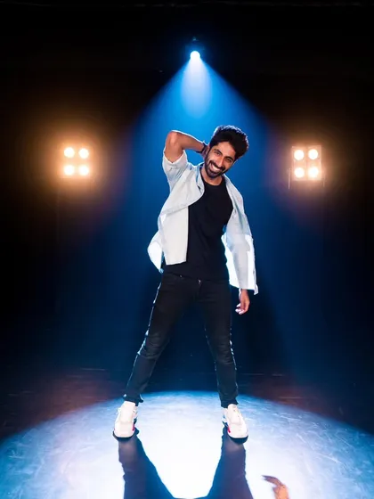 Asli ki spotlight kab padhegi zindagi mein. A cool shot from a professional photoshoot, feeling the main character energy.