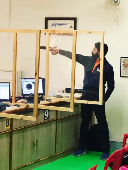 This image shows a shooter maintaining a perfect stance during practice. We congratulate Shaileshwar on his qualification in the Delhi state championship, a result of his consistent hard work.