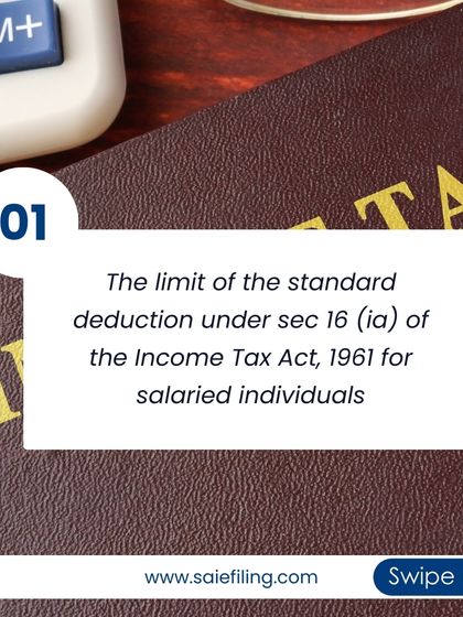 The standard deduction for salaried individuals is provided under Section 16(ia) of the Income Tax Act, 1961. This is a key provision that helps reduce the tax burden on employees.