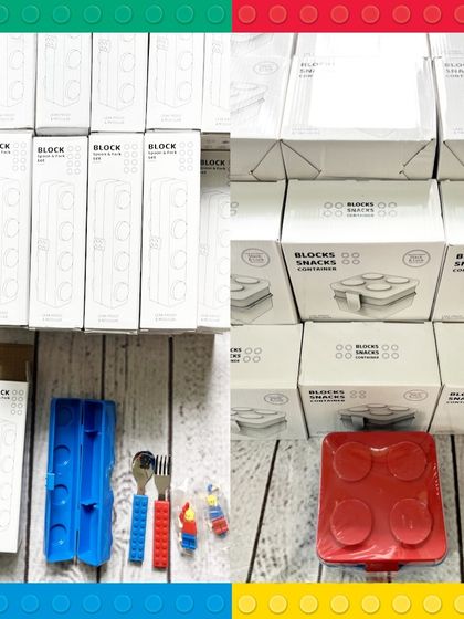 The block-themed lunch boxes and cutlery sets are a fun and practical gift that kids can use every day.