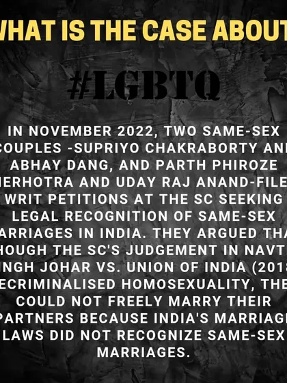 This post details the origins of the same-sex marriage case in the Supreme Court. It explains how two couples filed petitions arguing that despite the decriminalization of homosexuality, they were denied the right to marry under existing laws.