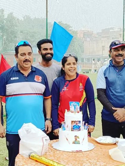 A group photo of the coaching team, proud of the community we have built at West Delhi Cricket Academy.