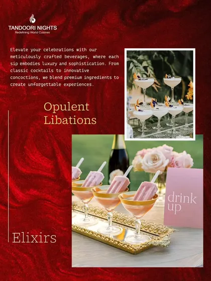 Elevate your celebrations with our opulent libations. From classic cocktails to innovative concoctions like these popsicle sparklers, we blend premium ingredients to create unforgettable experiences.