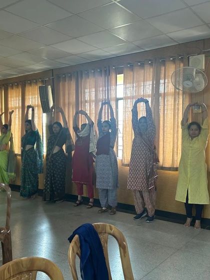 More stretching exercises with the teachers. These simple movements can help relieve stress and improve posture.
