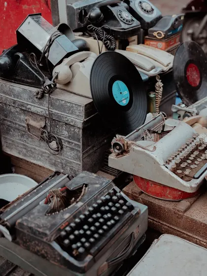 A collection of antique typewriters and vinyl records discovered in the labyrinthine lanes of Mumbai's Chor Bazaar. Each object holds a story, representing the vintage soul and forgotten histories I seek to uncover in my urban explorations.