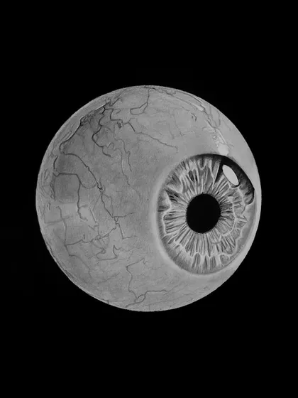 Another view of my eyeball sketch. The challenge was to make it look three-dimensional on a flat surface.