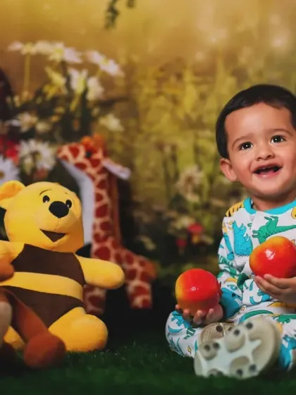 Enjoying a healthy snack with Winnie the Pooh. We love incorporating your child's favorite characters into our themes.