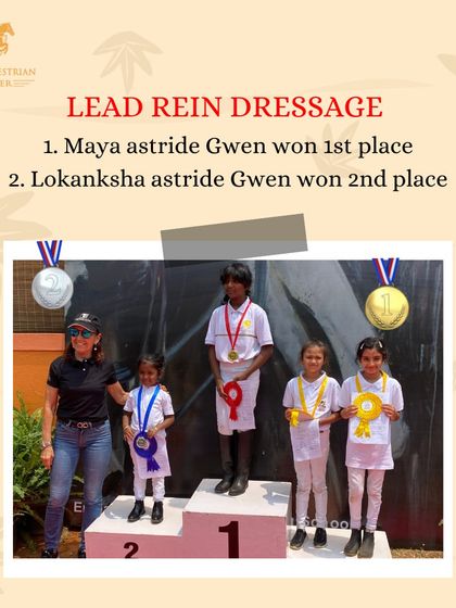 Our youngest riders, Maya and Lokanksha, taking first and second place in Lead Rein Dressage. It's wonderful to see their confidence grow.