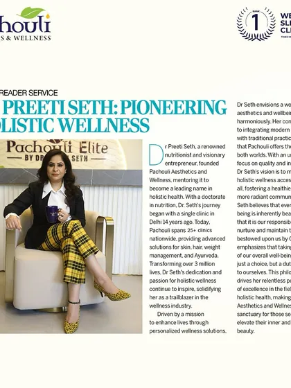 Being recognized by a publication like Femina is an honor, but for me, it's a reflection of my 25 year journey in holistic wellness. My mission has always been to merge modern science with traditional practices to make wellness accessible. This feature highlights my philosophy that taking care of yourself is a duty we owe to our bodies.