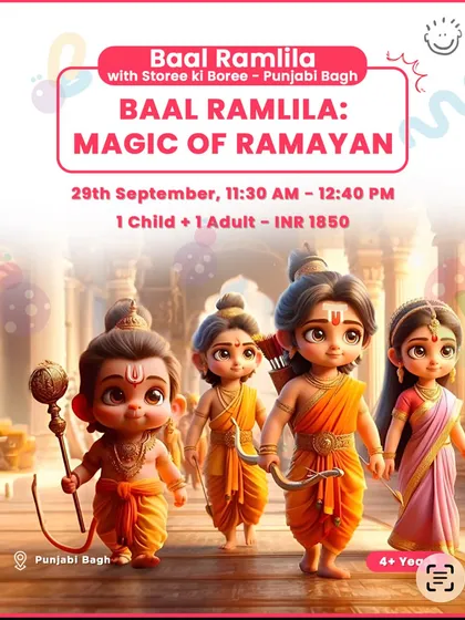 The Baal Ramlila event brings the magic of the Ramayan to life for kids aged 4 and up, combining storytelling with cultural education.