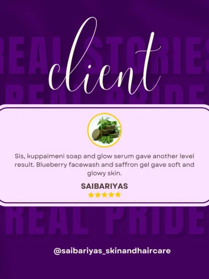 "Another level result" is what this customer said about the combination of my Kuppaimeni soap and Glow Serum. It makes me so proud to know these products are working wonders together.