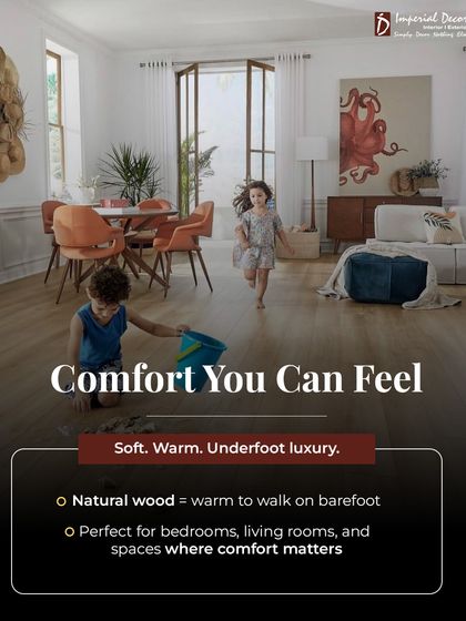 A floor should offer comfort you can feel. Because our engineered flooring uses a natural wood top layer, it feels warm and pleasant to walk on barefoot. This makes it a perfect choice for bedrooms, living rooms, and any space where you and your family, especially kids, spend a lot of time.
