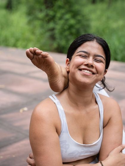 The repetition in Ashtanga helps you see the same things in new ways. This pose, Eka Pada Sirsasana, took time, but the journey taught me about intentional awareness.