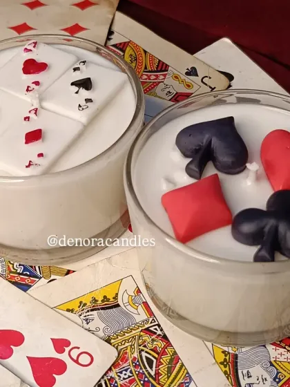 A different perspective of the poker candles.