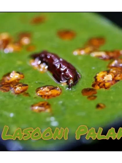 My Lasooni Palak, a vibrant green spinach curry tempered with lots of garlic and whole red chillies. This healthy and flavourful dish is a perfect example of simple ingredients creating a wonderful taste.
