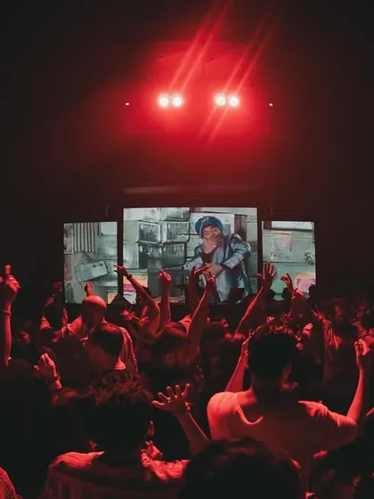 The crowd at Tantra Kolkata, immersed in the audio-visual experience as I drop a track with corresponding video clips.