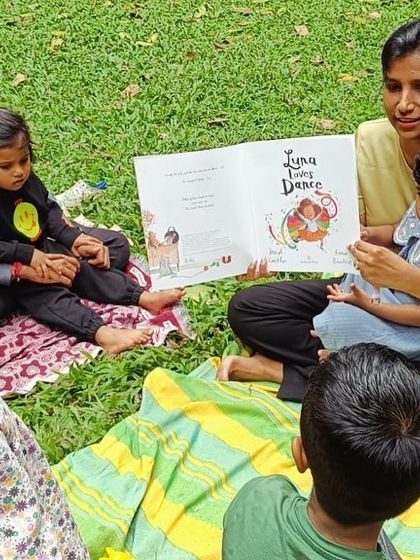 Another shot of our guest parent-storyteller captivating the little ones. It's wonderful to see the community itself become part of the storytelling.