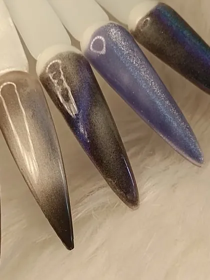 A moody collection of my dark and mysterious cat eye polish swatches, including deep purples and browns.