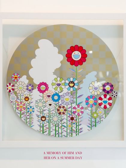 'A Memory of Him and Her on a Summer Day' by Takashi Murakami. Now part of our Designera Privé edit, this piece turns nostalgia into color and pop into poetry, where joy looks playful but feels layered.