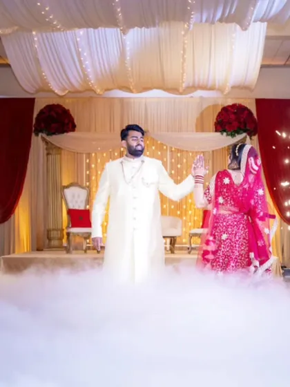 Dancing on clouds, even from across the world. We choreographed this beautiful first dance for our USA-based clients entirely online, complete with stunning smoke and pyro effects for their reception.