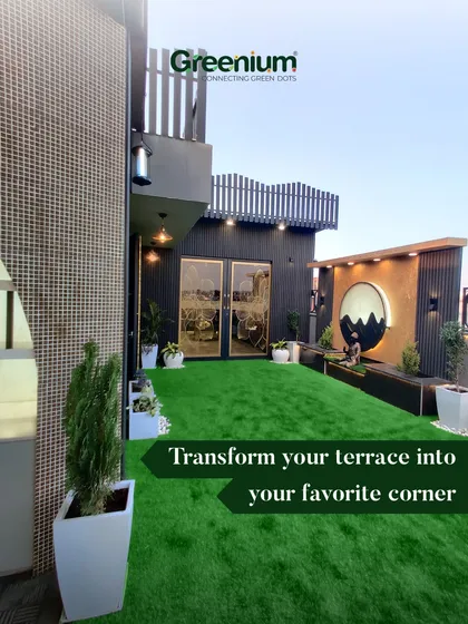 We converted this urban terrace into a modern, chic corner for relaxation. This project features our premium artificial grass, sleek planters, and a custom-designed backdrop, proving that a green, stylish oasis is possible anywhere.