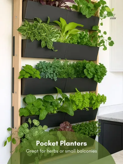 Our pocket planters are a great solution for growing herbs or creating a small garden on a balcony. They maximize vertical space for a functional and beautiful result.