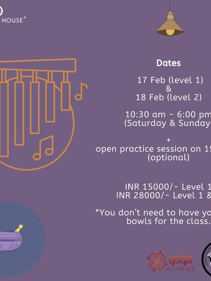 The dates and investment for our two level Sound Healing Practitioner Course. Level 1 covers the basics of self healing and group baths, while Level 2 delves into advanced techniques and one on one sessions.