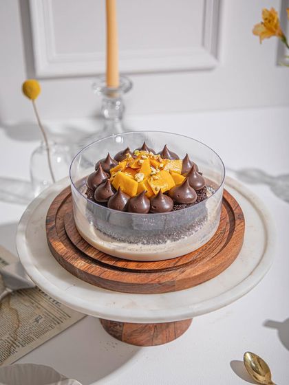Another look at our Mango Chocolate Tres Leches, a decadent and fruity delight.