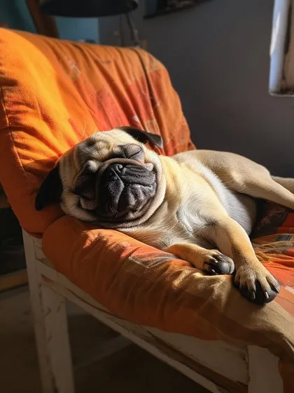This is what our cage-free promise looks like. After a day of fun, every dog finds their perfect spot for a nap, whether it's a soft chair or a cozy bed.