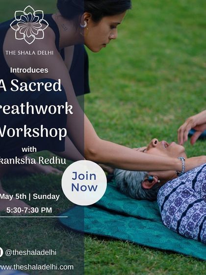 An announcement for a past Sacred Breathwork Workshop, inviting participants to journey towards expansion and their higher self.