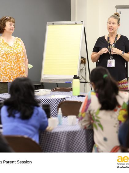 Teachers explain the importance of learning through play and games. These workshops help bridge the gap between school and home.